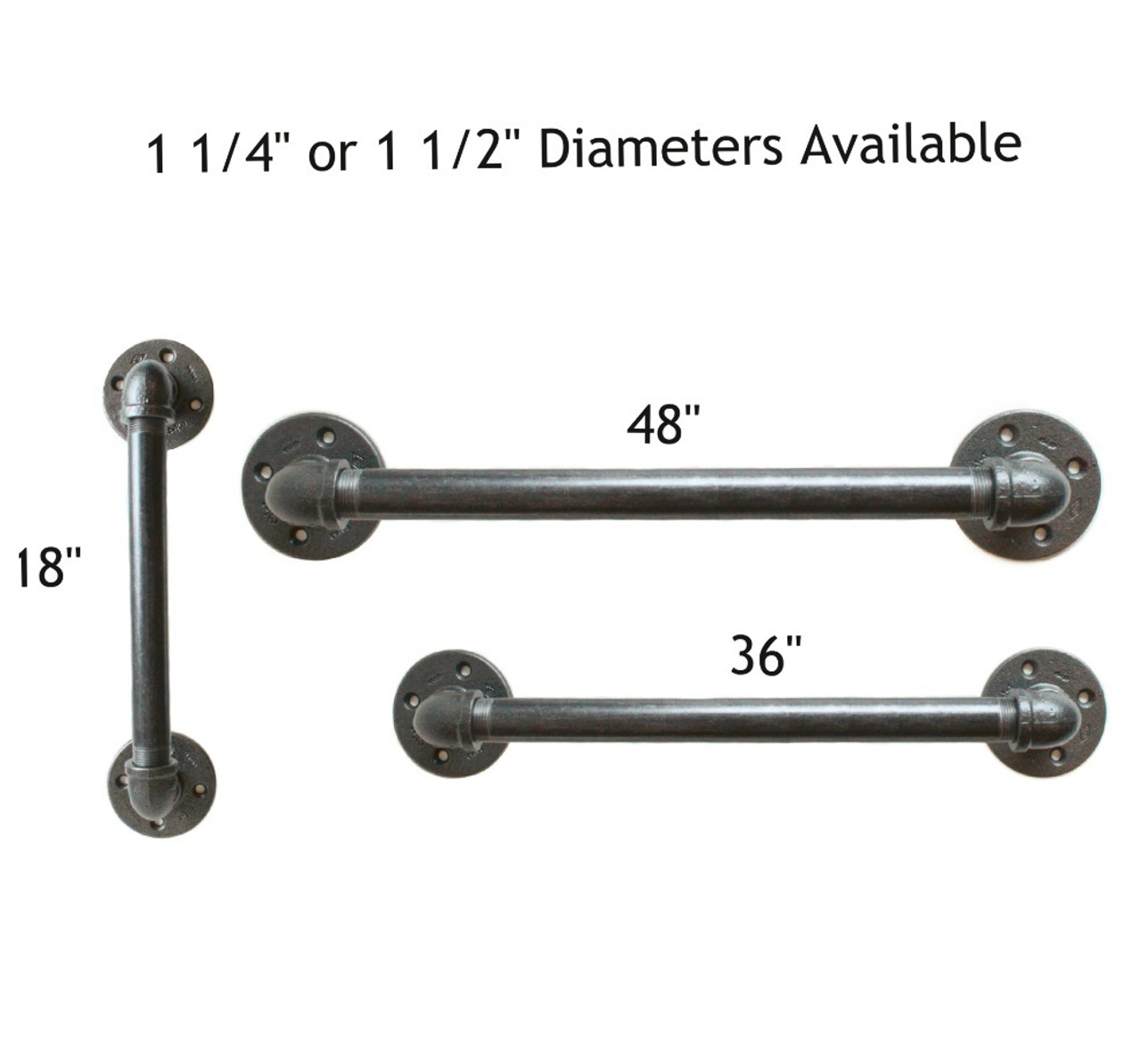 Black Pipe ADA bathroom grab bar 36" handrail industrial pipe