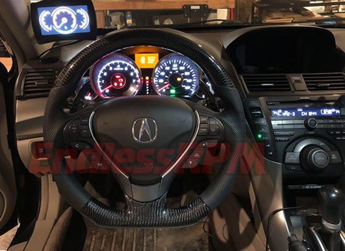 custom acura tsx steering wheel carbon fiber and woodgrain