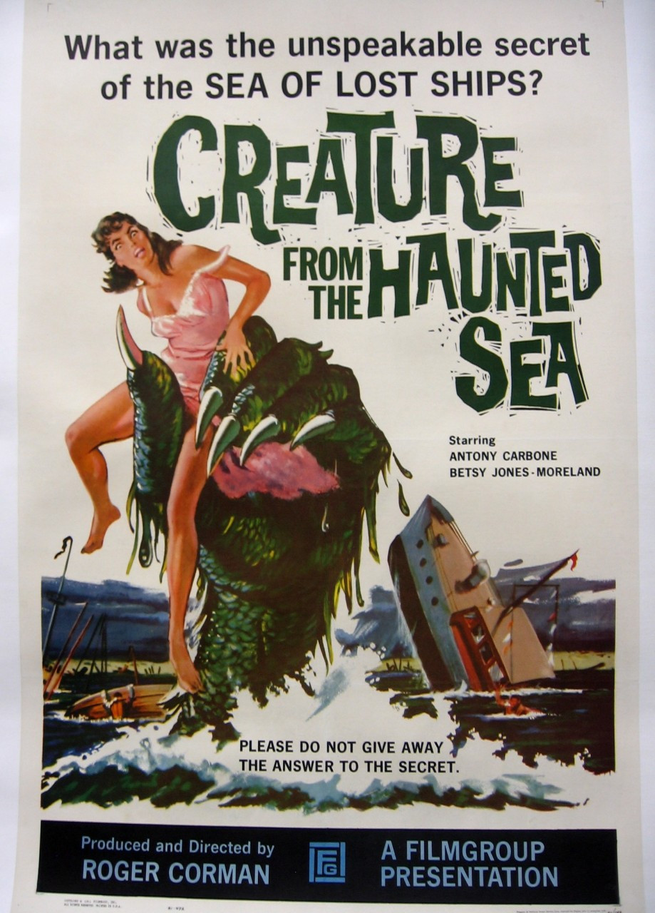 creature from the haunted sea canvas backed movie poster arkham