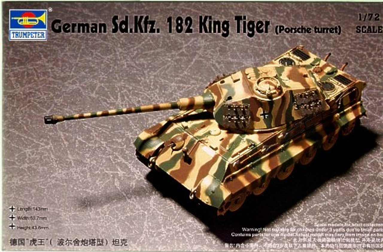 German SdKfz 182 King Tiger Tank (Porsche Turret) 1/72 Trumpeter