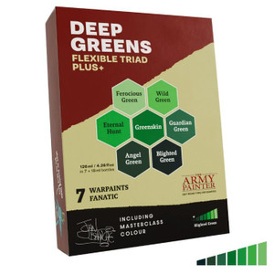 Warpaints Fanatic: Deep Greens Flexible Triad Plus+ Acrylic Paint Set (7 Colors) 18ml Bottles The Army Painter