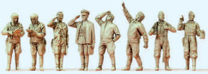 Unpainted Russian Pilots & Ground Crew Standing (8) (Kit) 1/72 Preiser Models