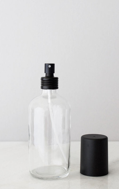 Apothecary Glass Mist Bottle with Black Aluminum Sprayer + Black Cap Apothecary Glass Mist Bottle with Black Aluminum Sprayer + Black Cap