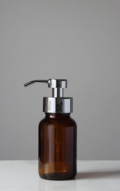 Amber Apothecary Glass Foam Soap Dispenser with Chrome Pump Amber Apothecary Glass Foam Soap Dispenser with Chrome Pump