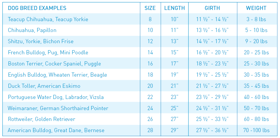 Rc Pets Size Chart