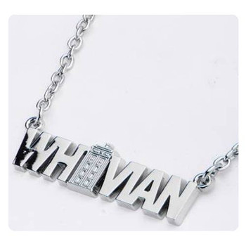 Doctor Who Whovian Nameplate Pendant with TARDIS Necklace Doctor Who Whovian Nameplate Pendant with TARDIS Necklace