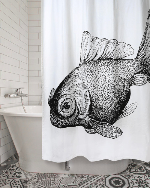 Goldfish Shower Curtain Ebony Goldfish Shower Curtain Ebony
