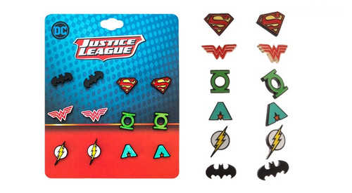DC Comics Classic Justice League Logos 6 Pack Earring Set