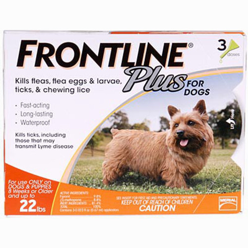 Frontline Plus for Small Dogs up to 22 lbs - 3 Pack
