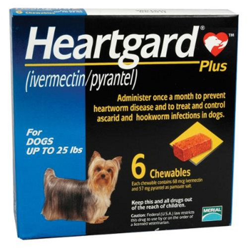 Heartgard Plus Chewables for Dogs up to 25 lbs - Blue 6 Pack
