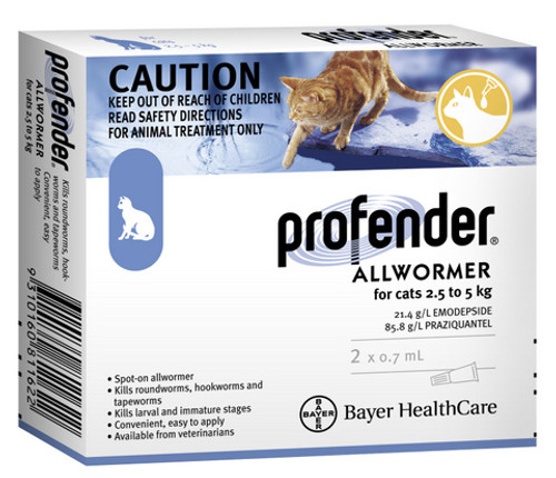 Profender Allwormer for Cats 5.5-11lbs 0.7mL 2 Pack
