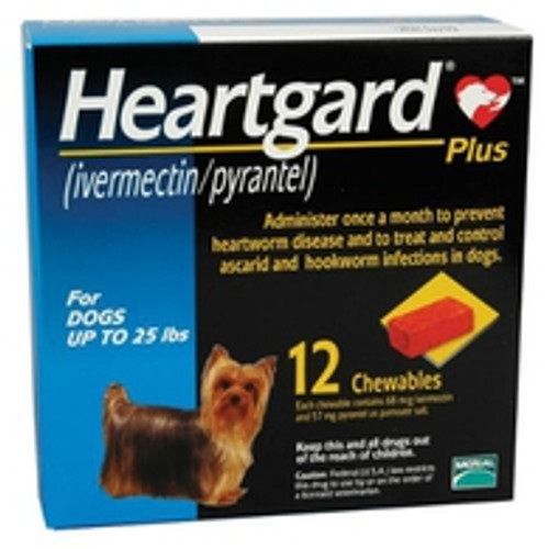 Heartgard Plus Chewables for Dogs up to 25 lbs - Blue 12 Pack