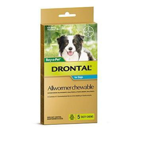 Drontal Allwormer Chews for Dogs up to 22 lbs - 5 Pack