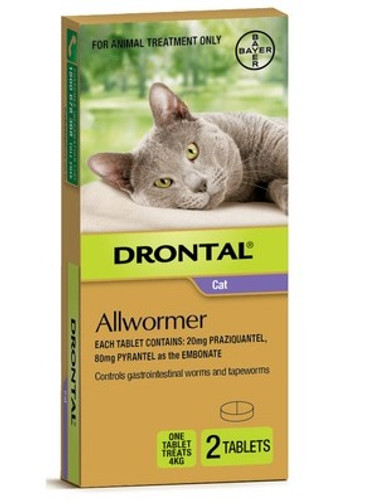 Drontal Allwormer Tablets for Cats up to 8 lbs - 2 Pack