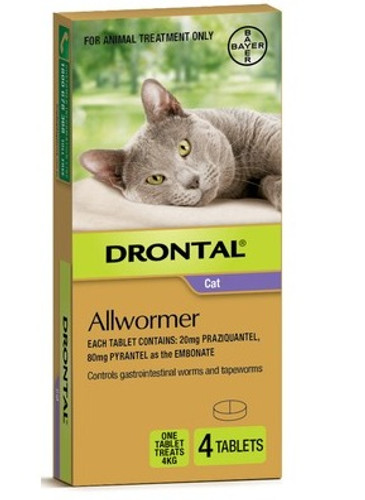 Drontal Allwormer Tablets for Cats up to 8 lbs - 4 Pack