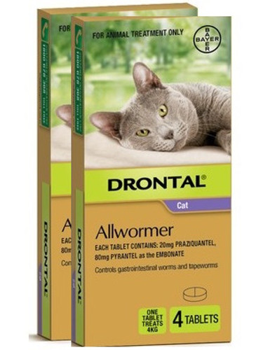 Drontal Allwormer Tablets for Cats up to 8 lbs - 8 Pack