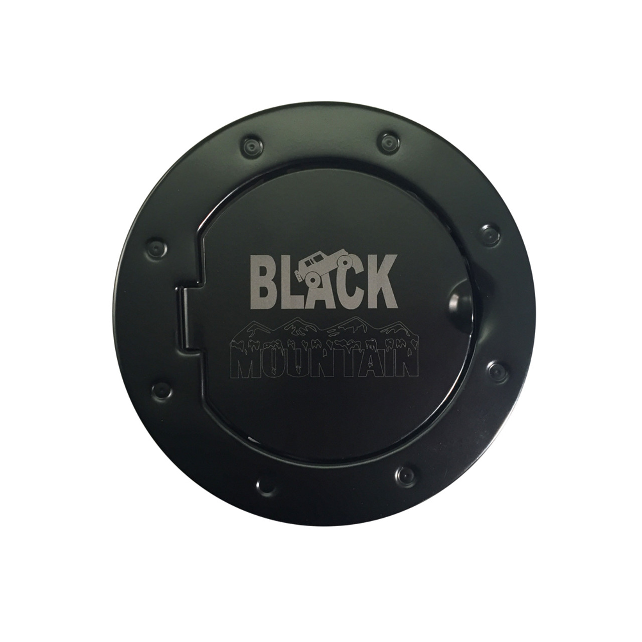 Black Fuel Door With Black Mountain Logo Black Mountain Jeep