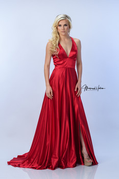 The Andri Satin Dress with slit The Andri Satin Dress with slit