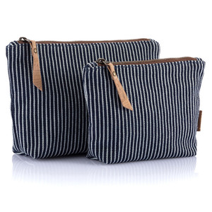 Organic Cotton Stripe Travel Zip Pouches
