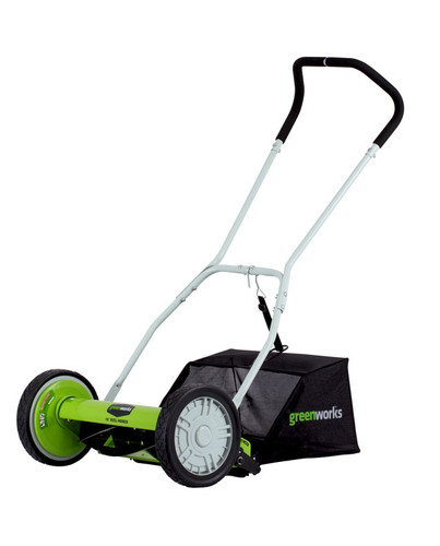Greenworks 16" 5-Blade Push Reel Lawn Mower with Grass Catcher