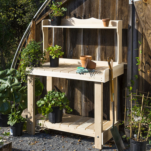 Rustic Cedar Potting Bench | Eartheasy.com