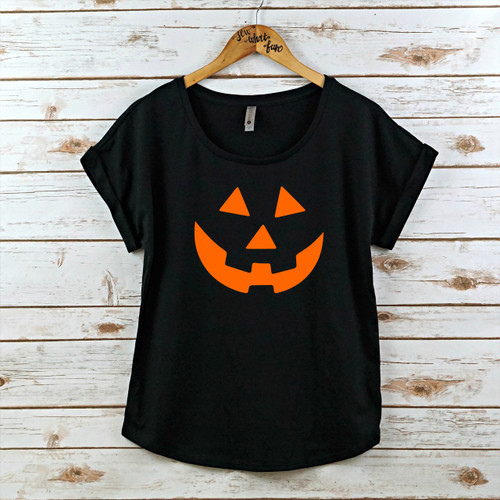 Jack-O-Lantern Face Rolled Sleeve Dolman