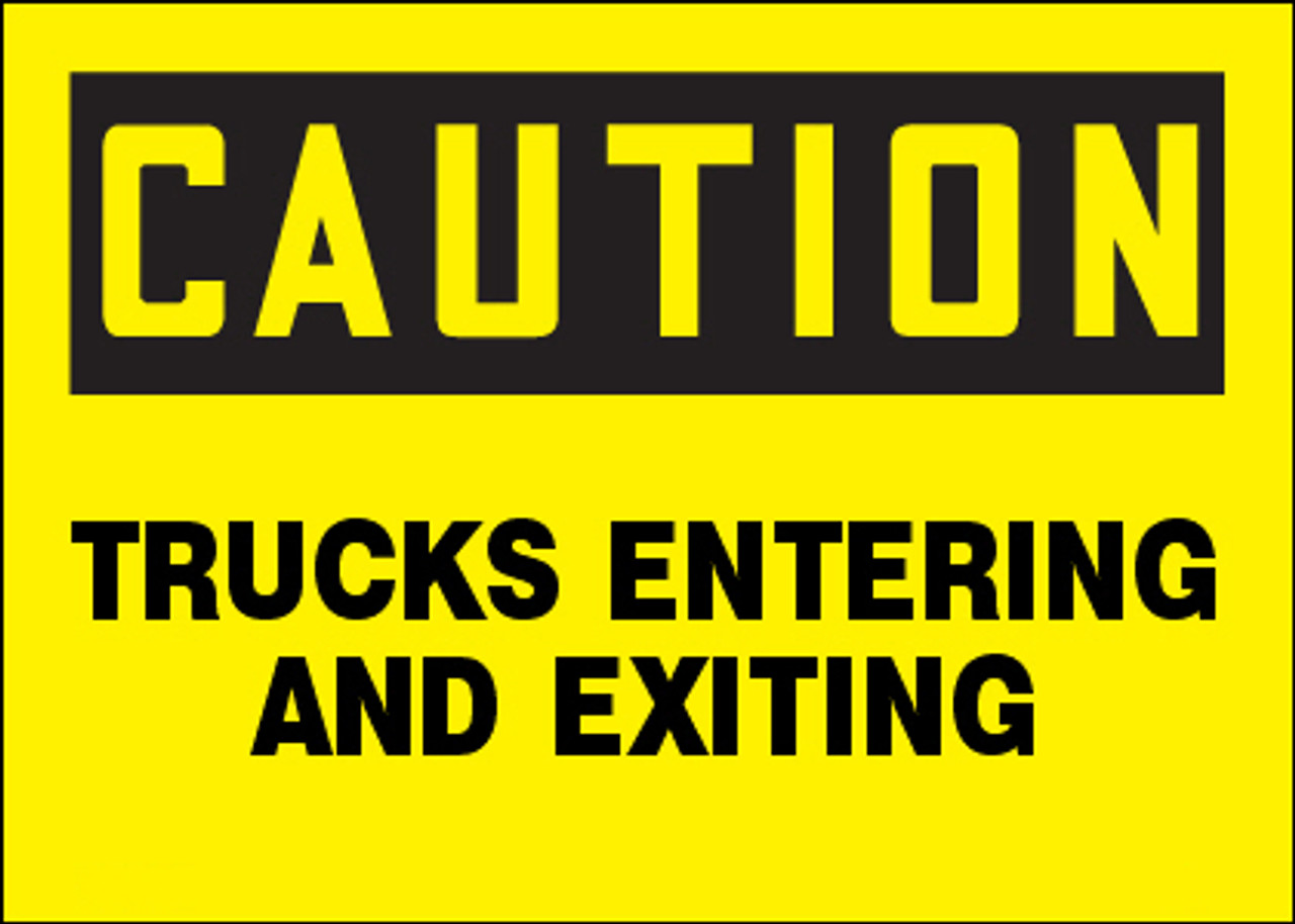 Caution Trucks Entering and Exiting Sign