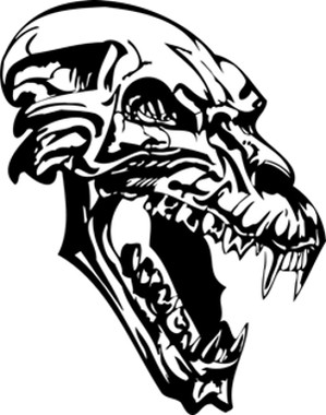 The Hungry Werewolf Skull Decal
