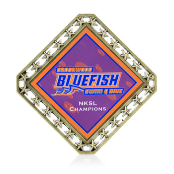 Stars Diamond Medal with Custom Metal Emblem Stars Diamond Medal with Custom Metal Emblem