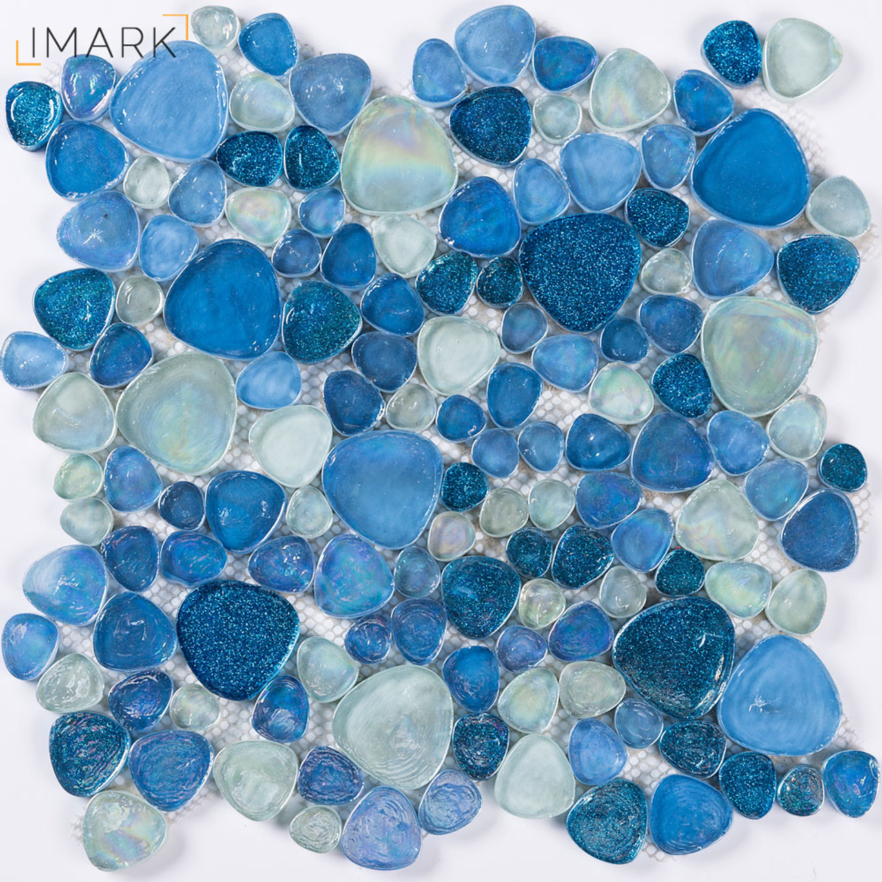 Ocean Blue Pebble Iridescent Glass Mosaic Tile For Swimming Pool
