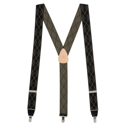 Dress Suspenders for Men, Olive Green Argyle Clip Suspenders ...