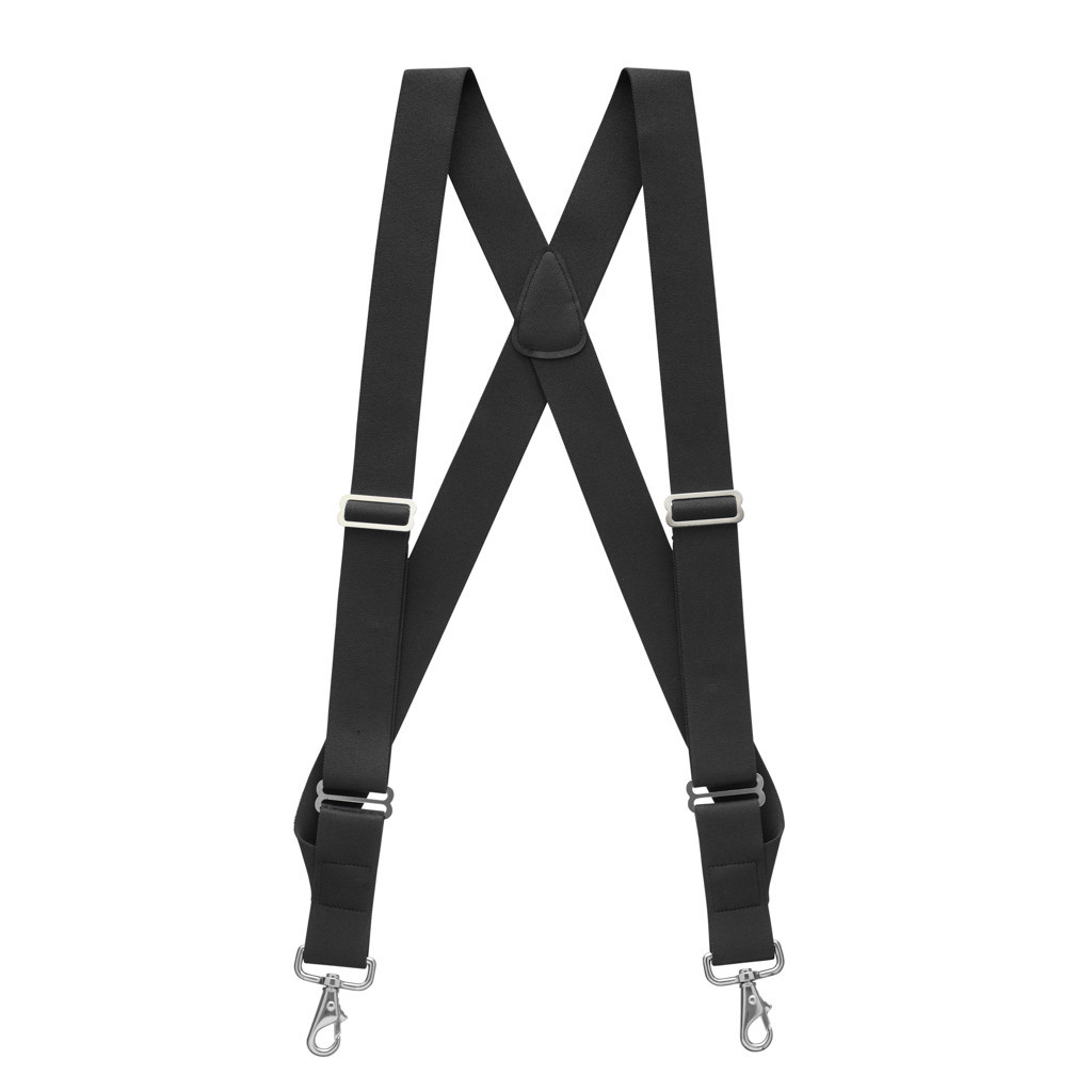 BLACK Side Clip Suspenders, 1.5Inch Wide Trigger Snap SuspenderStore