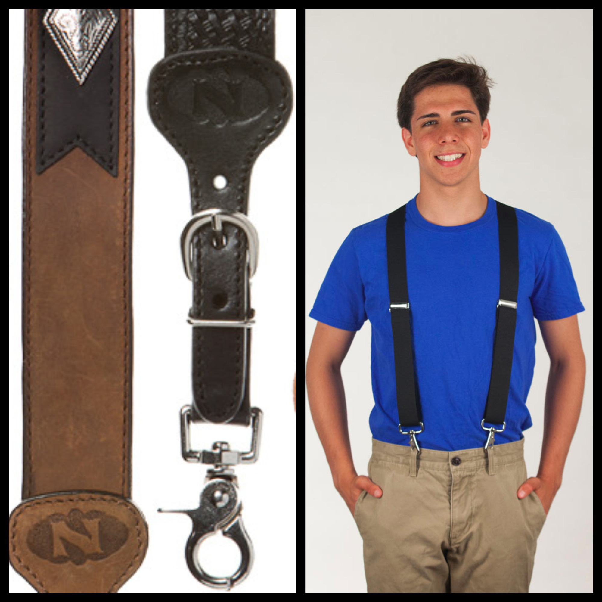 Trigger Snap Suspenders - Fabric and Leather Styles