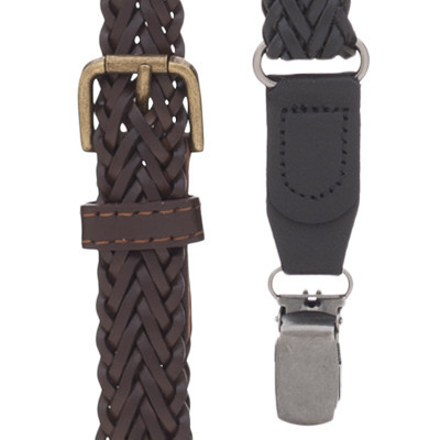 HERRINGBONE Braided Leather Suspenders - CLIP|SuspenderStore