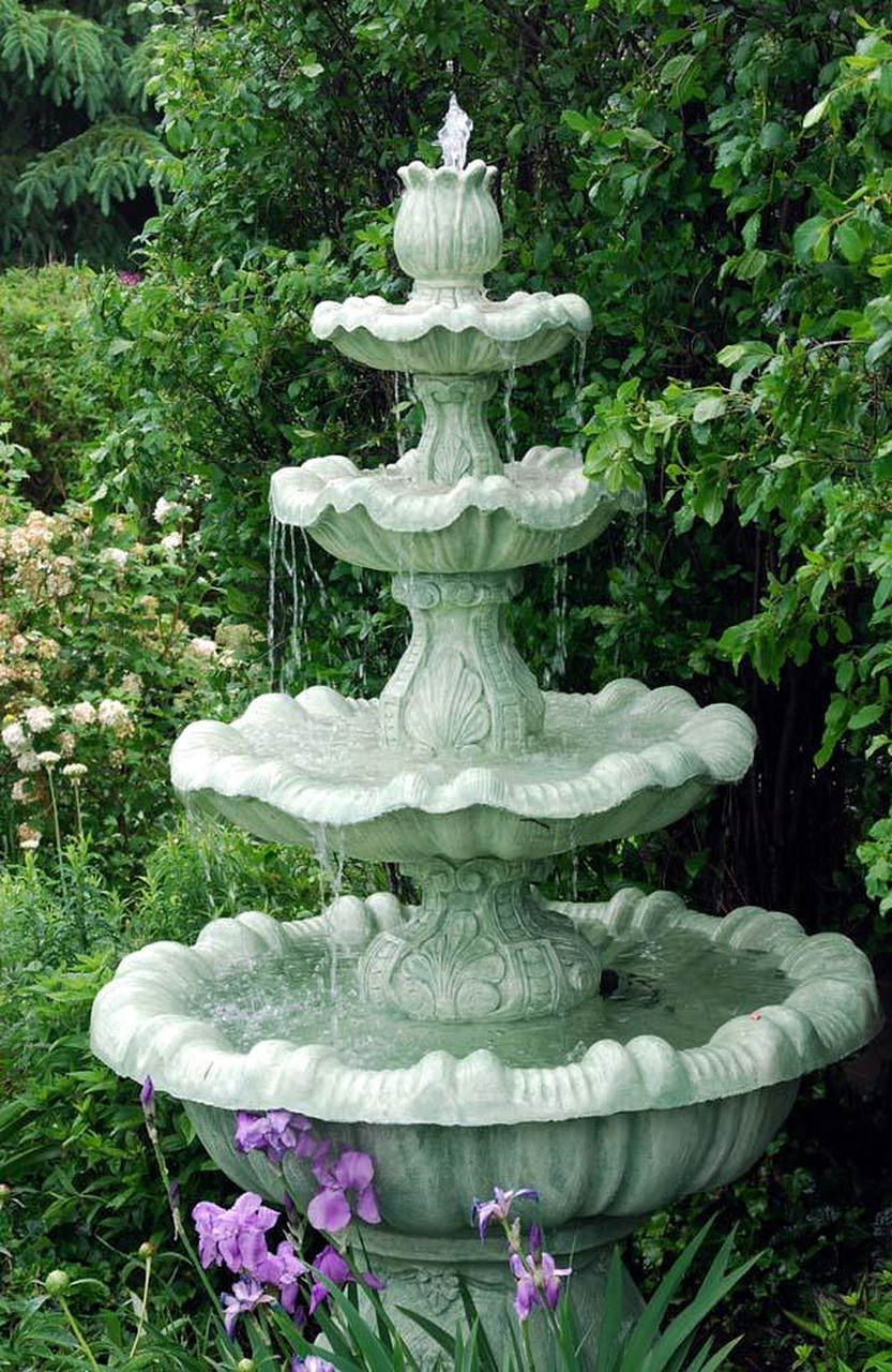 8' Calypso Cast Stone Concrete 4Tier Outdoor Garden Water Fountain