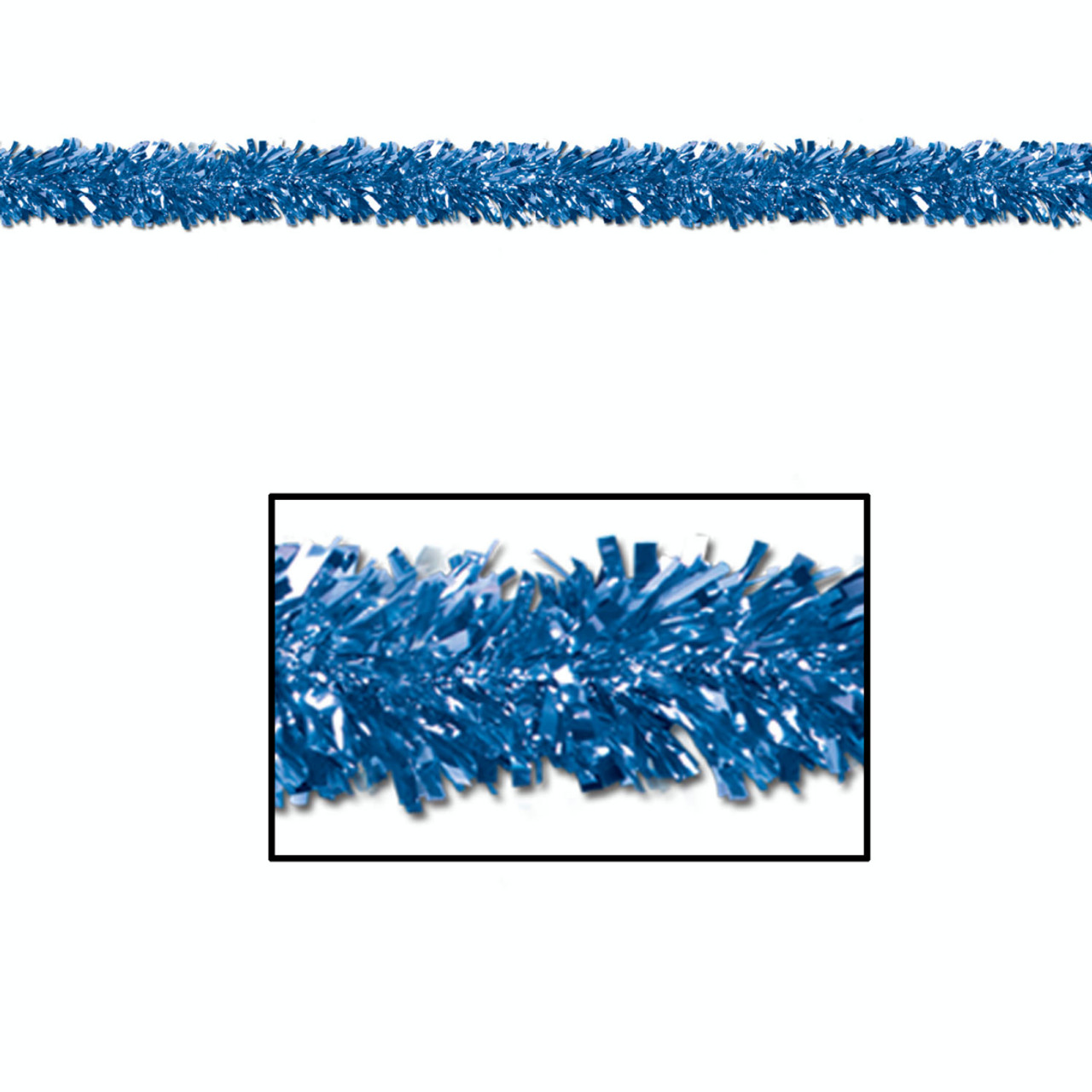 Pack Of 12 Festive Metallic Blue Foil Tinsel 6-Ply Christmas Garlands ...