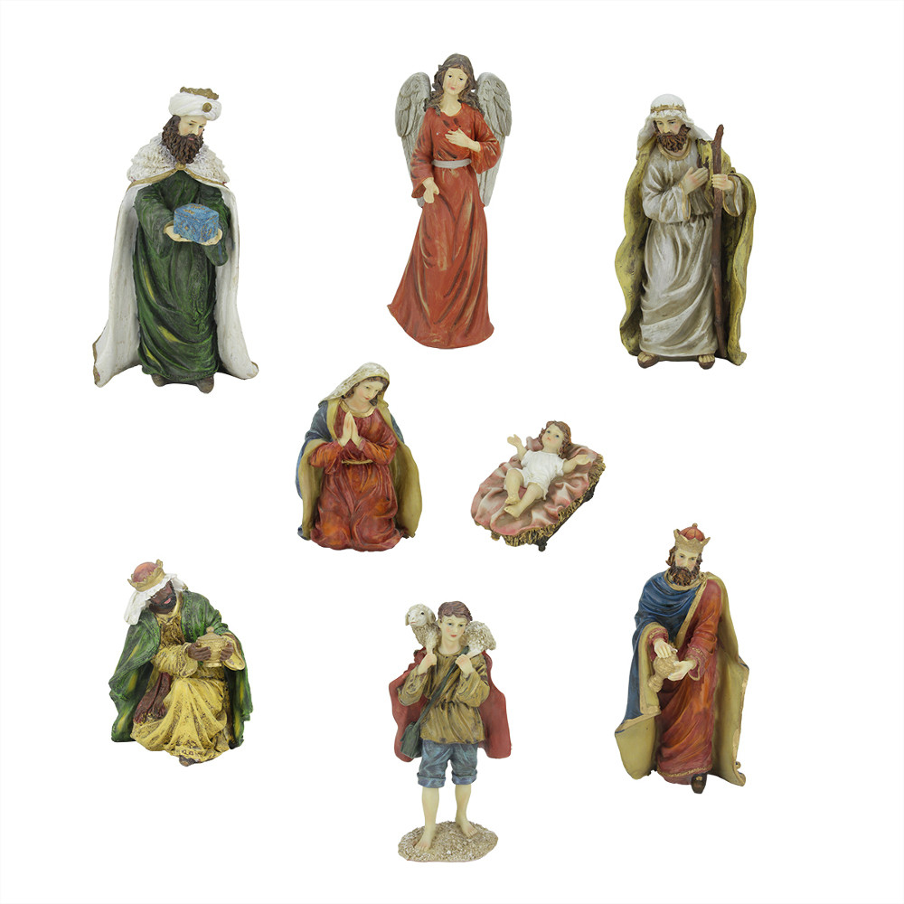 8Piece Jewel Tone Inspirational Religious Christmas Nativity Figure
