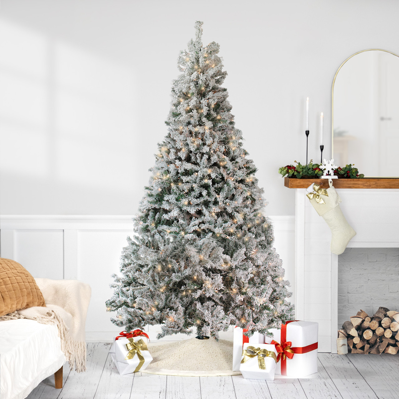 65 Pre Lit Heavily Flocked Pine Medium Artificial Christmas Tree 65 Pre Lit Heavily Flocked Pine Medium Artificial Christmas Tree