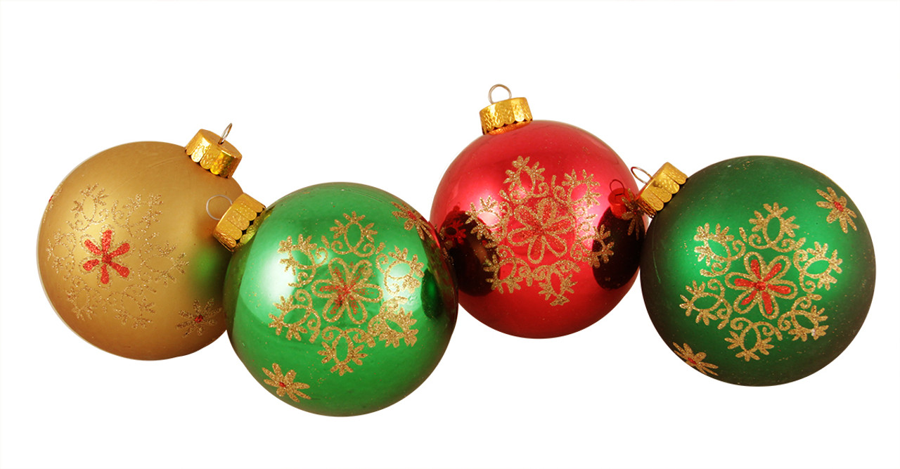 4ct glittered snowflake shatterproof christmas ball metal christmas ornament hooks