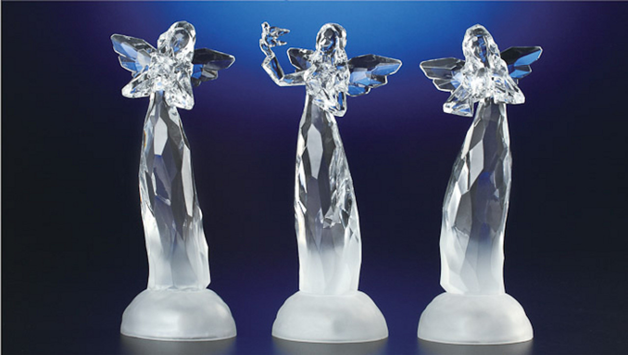 Pack of 6 Icy Crystal Illuminated Christmas Angels w/Gifts Figurines 8. ...