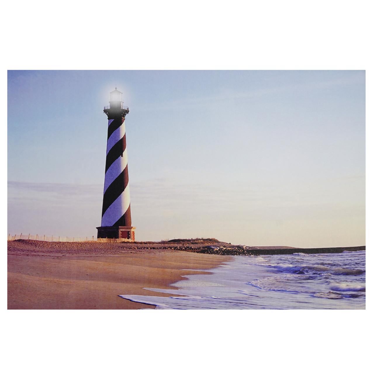 led lighted lighthouse seaside beach scene canvas wall art 15 75 x