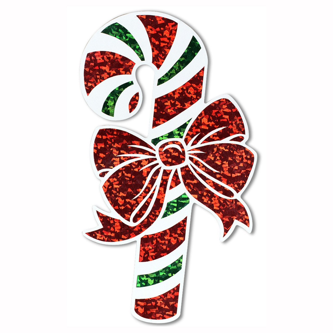 Club Pack of 12 Prismatic Green, Red, & White Candy Cane Cutout ...