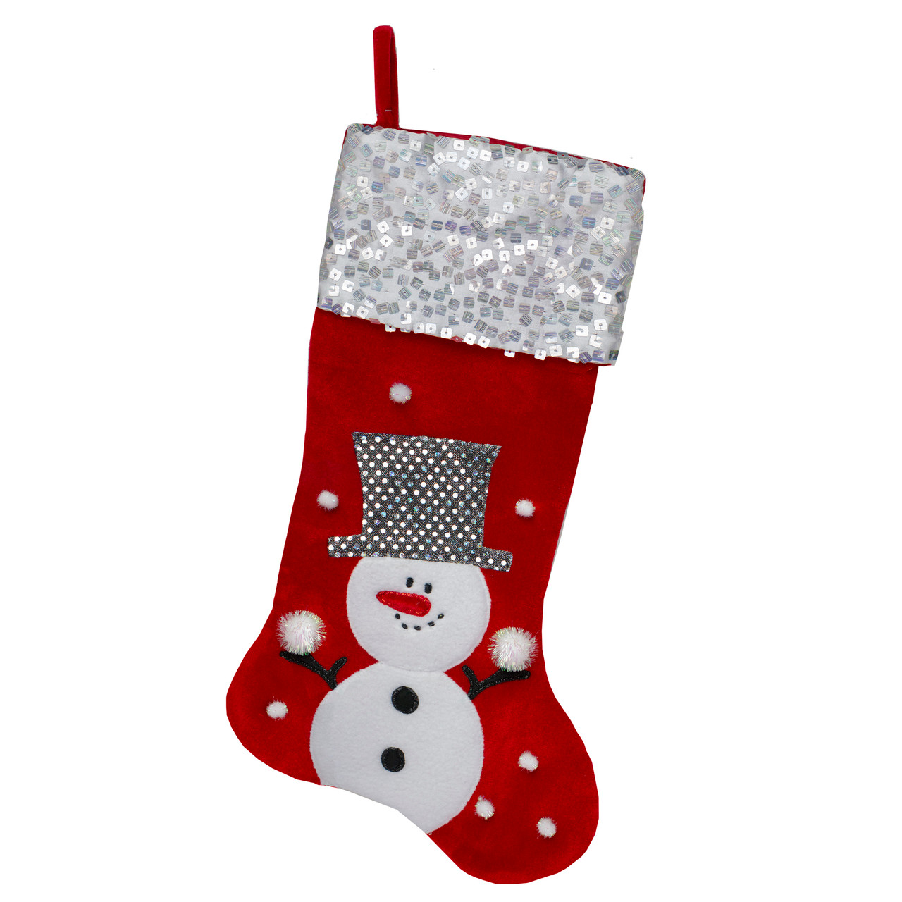 205 red and white snowman embellished and embroidered christmas stocking with sequined cuff 32231715 - Embroidered Christmas Stocking 205 red and white snowman embellished and embroidered christmas stocking with sequined cuff 32231715 - Embroidered Christmas Stocking