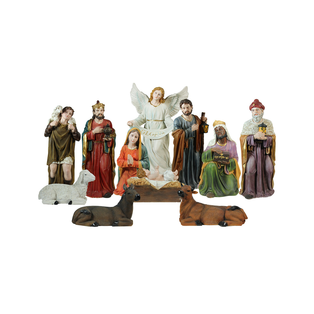 11Piece MultiColor Religious Christmas Nativity Figurine Set 39