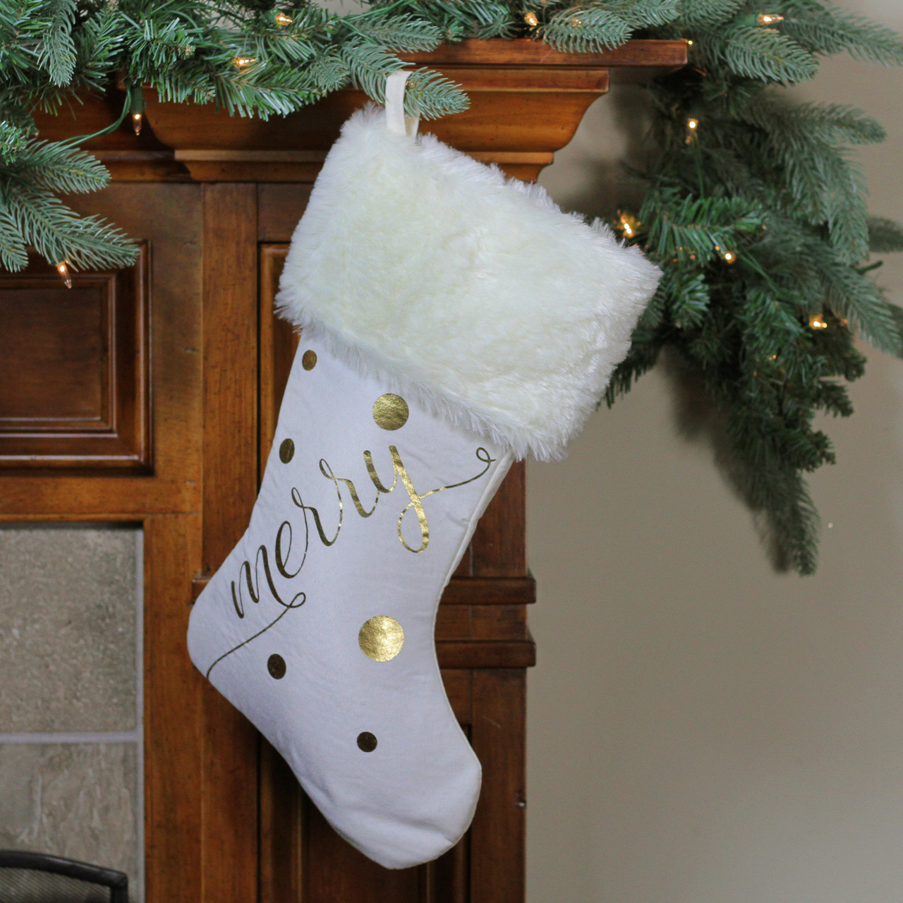19 ivory white gold foil merry christmas stocking with white faux fur cuff 32635517 - Gold Christmas Stocking 19 ivory white gold foil merry christmas stocking with white faux fur cuff 32635517 - Gold Christmas Stocking