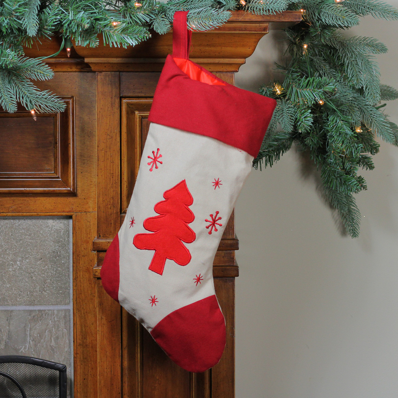 18 white and red tree with snowflakes rustic christmas stocking with red cuff 32635495 - Rustic Christmas Stocking 18 white and red tree with snowflakes rustic christmas stocking with red cuff 32635495 - Rustic Christmas Stocking