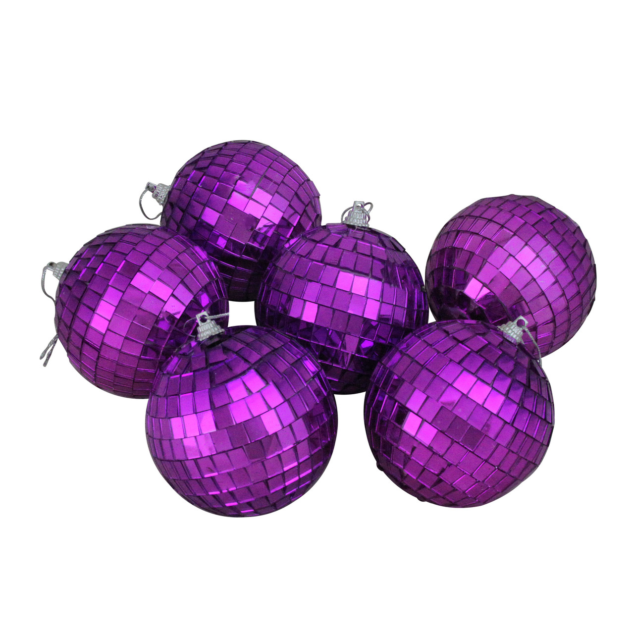 6ct purple mirrored glass disco ball christmas ornament 3 25 80mm
