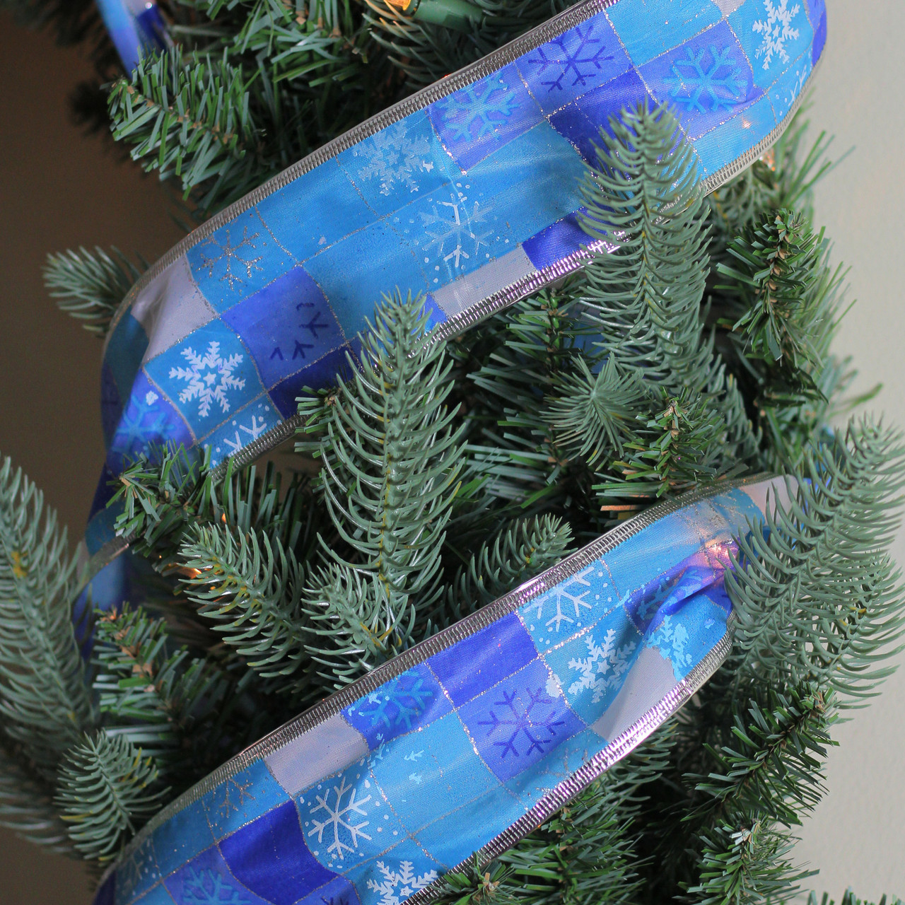 Pack Of 12 Squares Of Blue Snowflake Wired Christmas Craft Ribbon Pack Of 12 Squares Of Blue Snowflake Wired Christmas Craft Ribbon