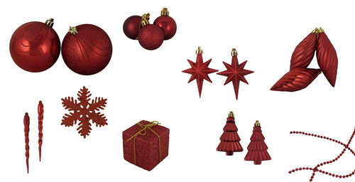 125 piece club pack of shatterproof candy apple red shatterproof christmas ornament sets