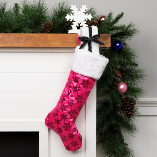205 pink sequin snowflake christmas stocking with faux fur cuff 32228479 - Purple Christmas Stockings 205 pink sequin snowflake christmas stocking with faux fur cuff 32228479 - Purple Christmas Stockings